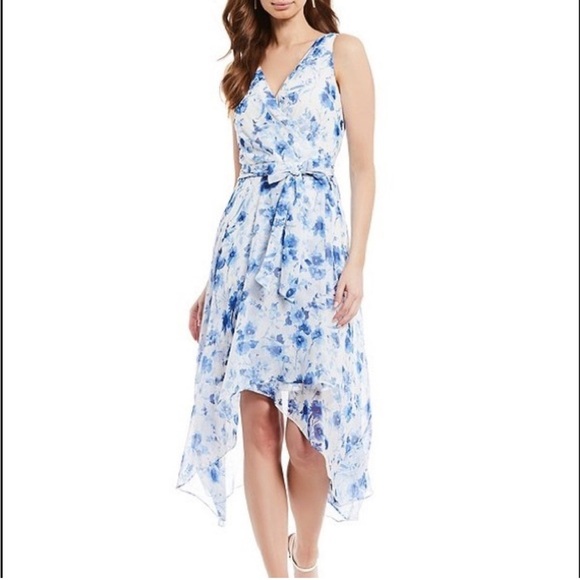 Karl Lagerfeld Flowy Blue & White floral dress sz 2 - Picture 1 of 7
